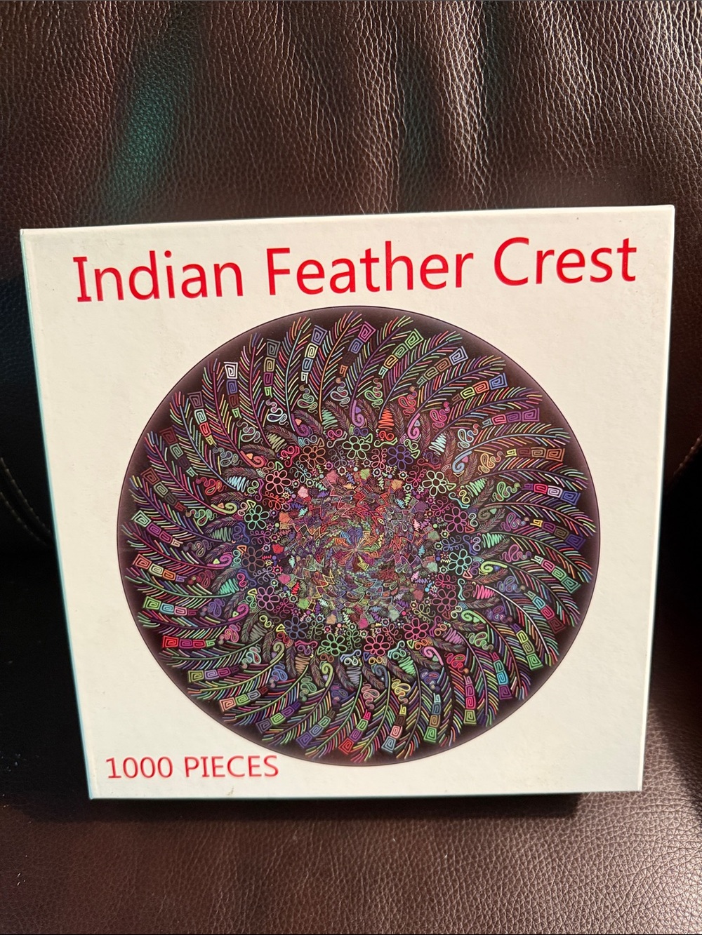 Bgraamiens Indian Feather Crest 1000-Piece Puzzle — Colorful Mandala Design.